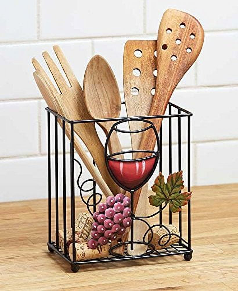 Vineyard Grape Wine Tuscan Utensil Holder Metal Space Saving Shelf
