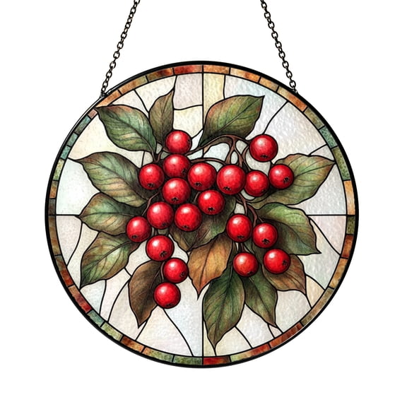 Vineyard Grapes Stained Glass Suncatcher for Window Decor, Rustic Kitchen Gift Idea