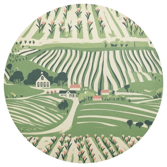 Vineyard Landscape 15.4in Diameter PVC Plate Mat, Heat-Resistant and Cuttable, Kitchen Decor