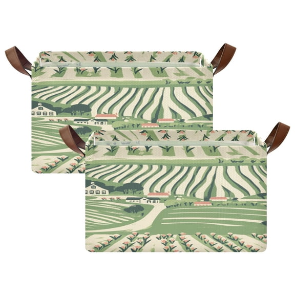 Vineyard Landscape 16.9x11.4x10in Foldable Open Home Storage Bins Durable Water Resistant Shelf Baskets