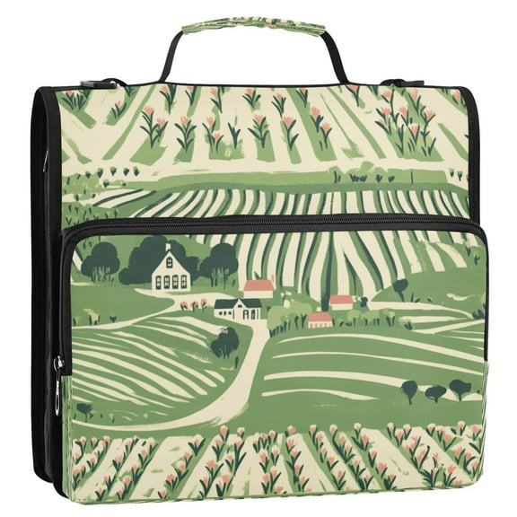 Vineyard Landscape 3-Ring Binder Bag 13.6x12.4x3.5in Water-Resistant Canvas for School or Office Use