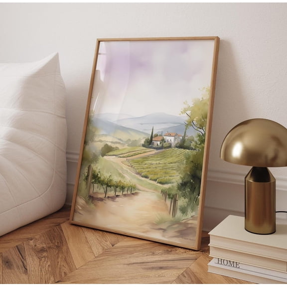Vineyard Landscape Print, Rustic Wall Art