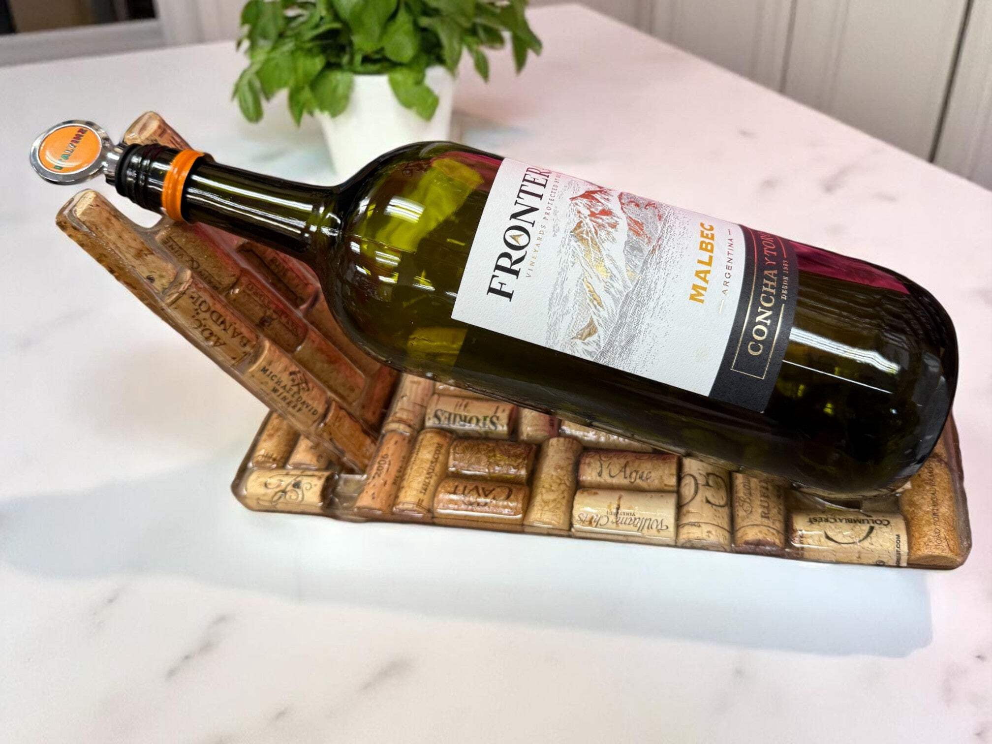 Vineyard Reverie Wine Bottle Holder - Hand-Picked Cork  Resin