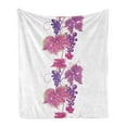 thumbnail image 1 of Vineyard Soft Flannel Fleece Throw Blanket, Vibrant Colored Twiggy Branch with Berries Leaves Plants Trees Wild Habitat, Cozy Plush for Indoor and Outdoor Use, 50" x 60", Fuchsia Purple, by Ambesonne, 1 of 5