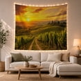 thumbnail image 1 of Vineyard at Sunset Over Hills Peaceful and Romantic Painterly for Wine Enthusiasts Vineyard Wall Art Housewarming Gift Tapestry Wall Hanging for Bedroom and Living Room, 1 of 7