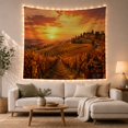 thumbnail image 1 of Vineyard Sunset with Wicker Basket and Grapes, Romantic Rustic for Wine Lovers, Scenic Pastoral Art Decor, Housewarming Gift, Tapestry Wall Hanging for Living Room and Bedroom, 1 of 7