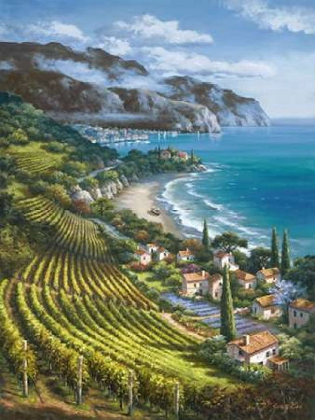 Vineyard Village by the Sea Canvas Art - Sung Kim (18 x 24)