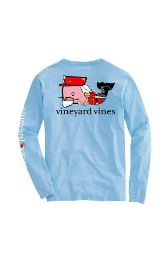 Boy's Blue Nutcracker Back Whale Long-Sleeve Pocket Tee, 6