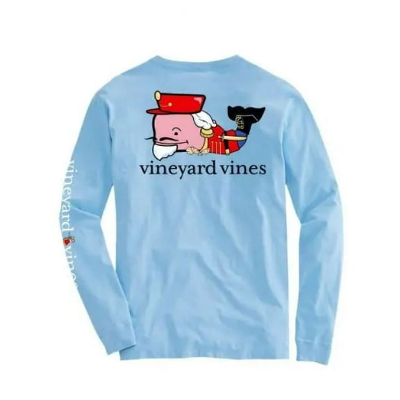 Vineyard Vines Boy's Blue Nutcracker Back Whale Long-Sleeve Pocket Tee, 6