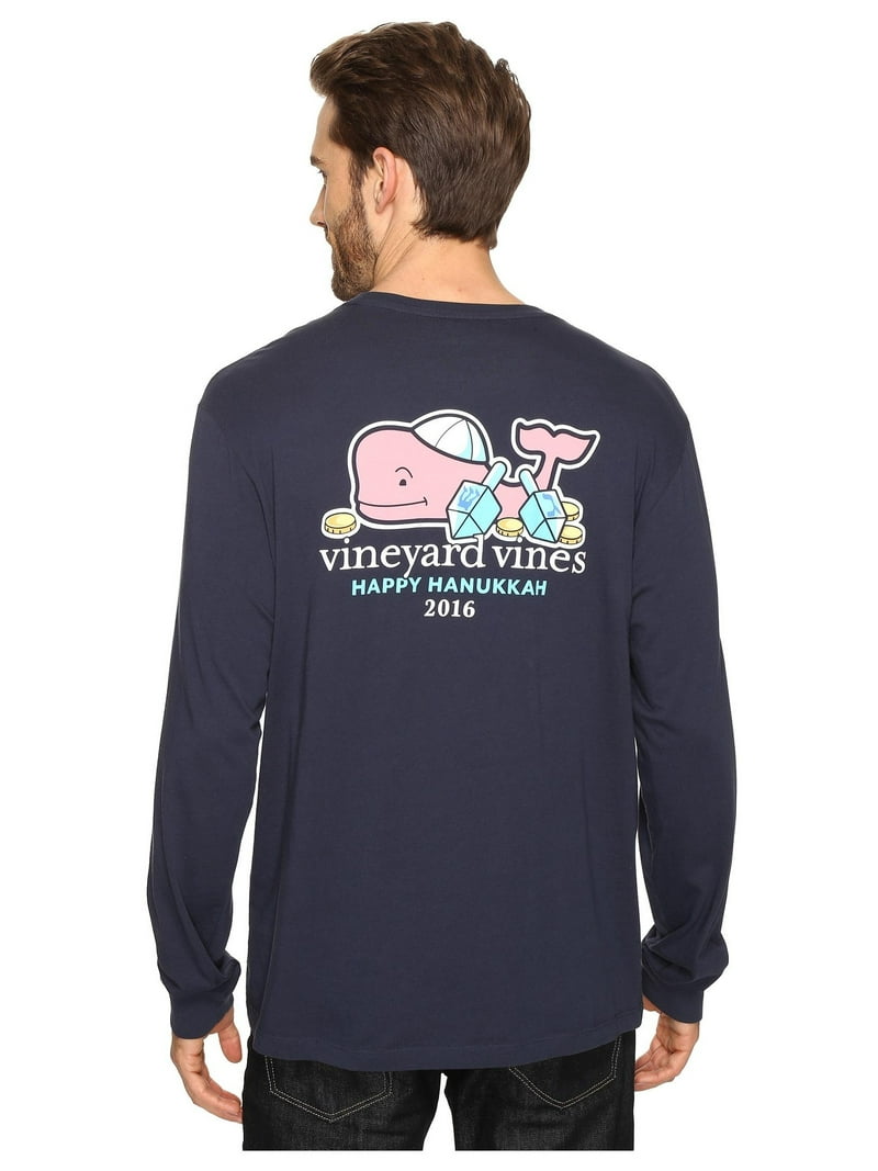 Vineyard Vines Men's Long-Sleeve Hanukkah Whale 2016 Pocket T