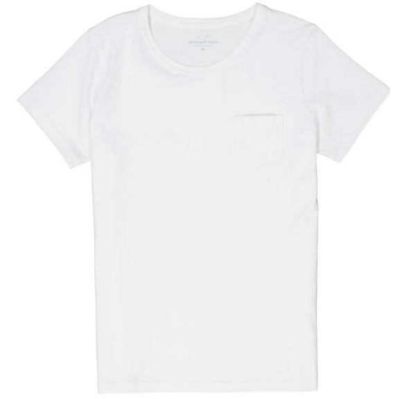 Vineyard Vines Men's White Crewneck Pocket, T Shirt, Large