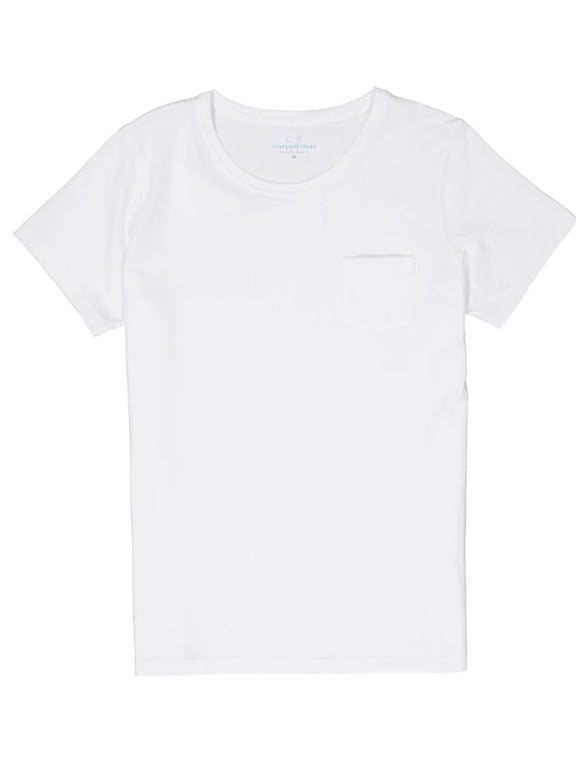 Men's White Crewneck Pocket, T Shirt, S