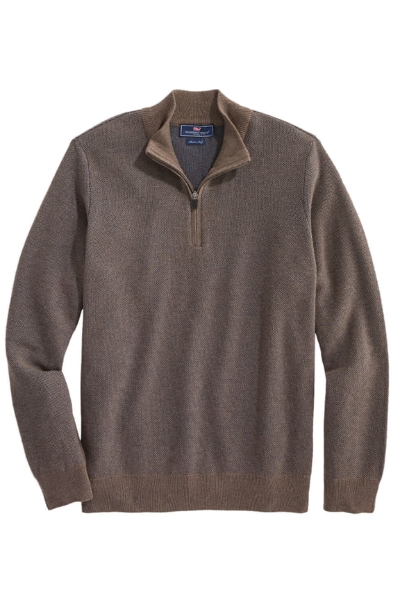 Mens Offshore On-The-Go Quarter Zip Sweater Small Cabana Brown
