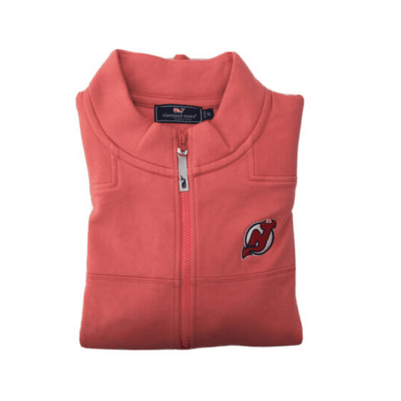 Vineyard Vines Saltwater Quarter-Zip, color raspberry red, Size XL.