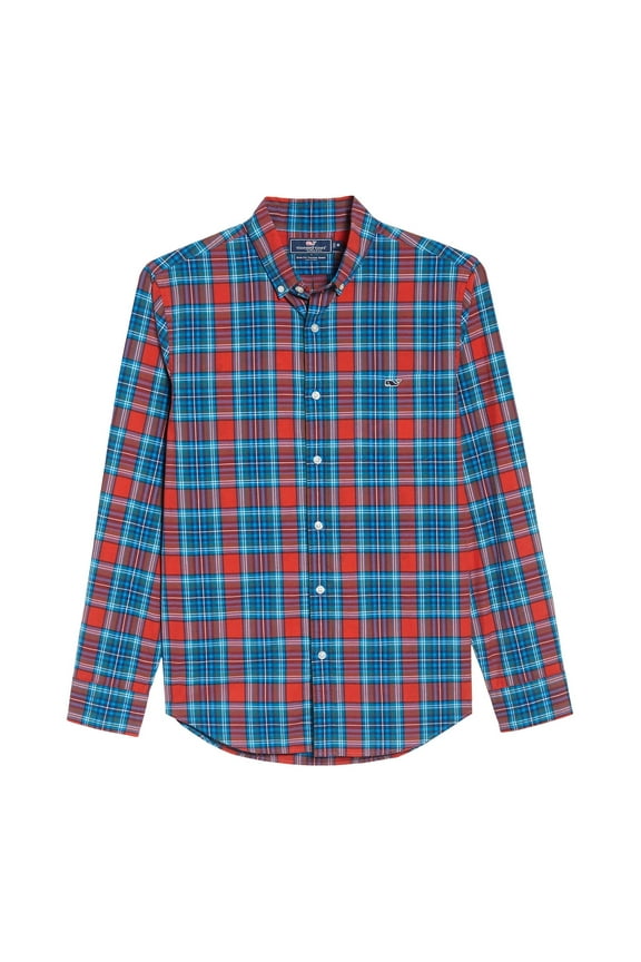 Tucker Mens Walker Point Button Down Shirt (Small, Tomato Check)