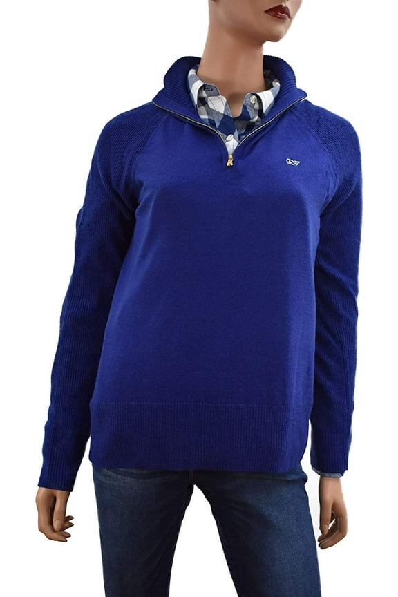 Women's 1/4 zip Sweater Pullover $148.00 in Nautical Navy (XS) X-Small