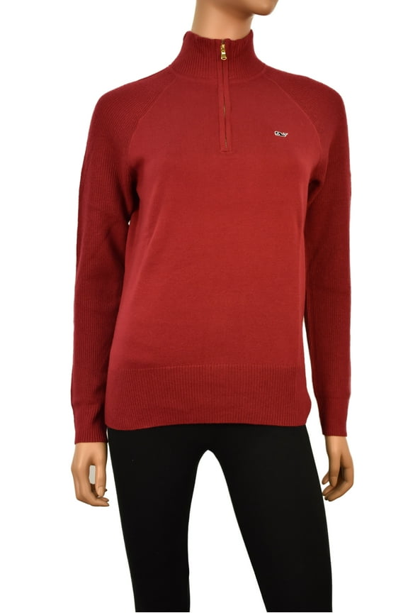 Women's 1/4 zip Sweater Pullover $148.00 in Vermilion (M) Medium