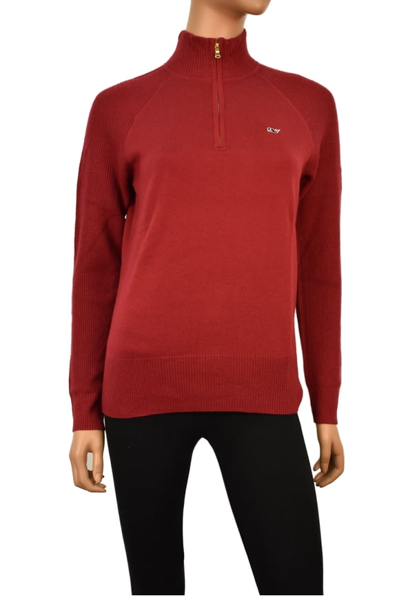 Women's 1/4 zip  Sweater Pullover $148.00 in Vermilion (XS) X-Small