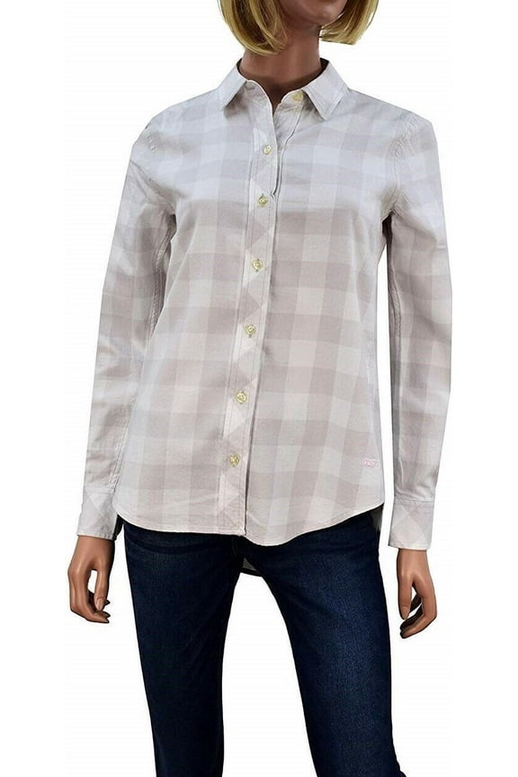 Women's Flannel Relaxed Fit Shirt (Carmel Buffalo Check/Silver Fox, 10)