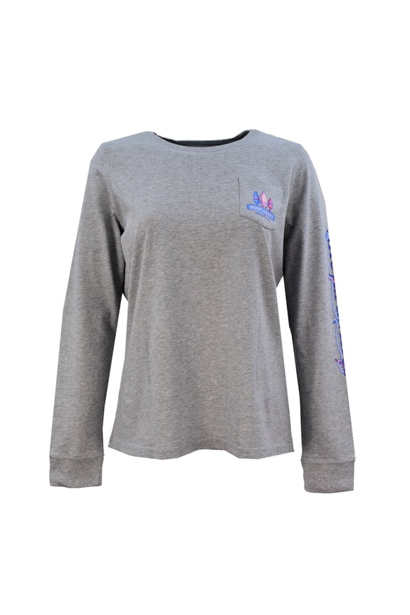 Women's Long Sleeve Pocket Graphic T-Shirt Buoy Crazy Grey (XXS ) XX-Small
