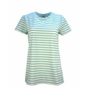 Vineyard Vines Womens Short Sleeve Stripe Open Neck Tee T-shirt $49.50 Capri Blue S Small