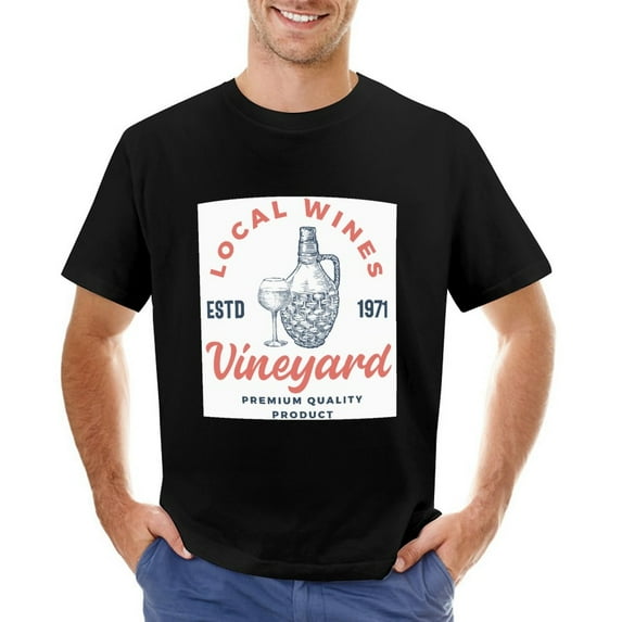 Vineyard Vintage T-shirt Mens Cotton Classic Crewneck Short Sleeve Tees Unisex Black S