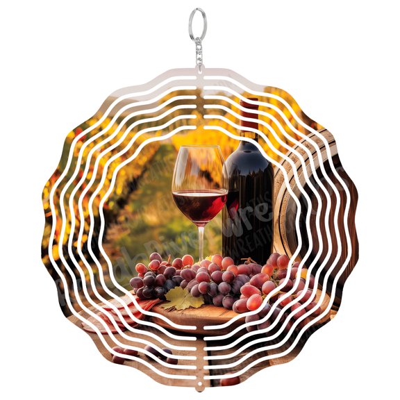 Vineyard Wine Wind Spinner Metal Outdoor Decor Rustic Autumnal Hues