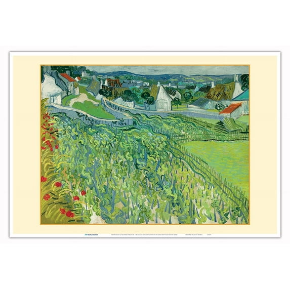 Vineyards at Auvers France - From an Original Color Painting by Vincent van Gogh c.1890 - Master Art Print (Unframed) 13in x 19in
