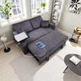 thumbnail image 1 of Vinform 65" 3 in 1 Convertible Sleeper Sofa Bed, Pull Out Loveseat Couch with Small Tabletop, USB, Cup Holder, Corduroy, Dark Gray, 1 of 6