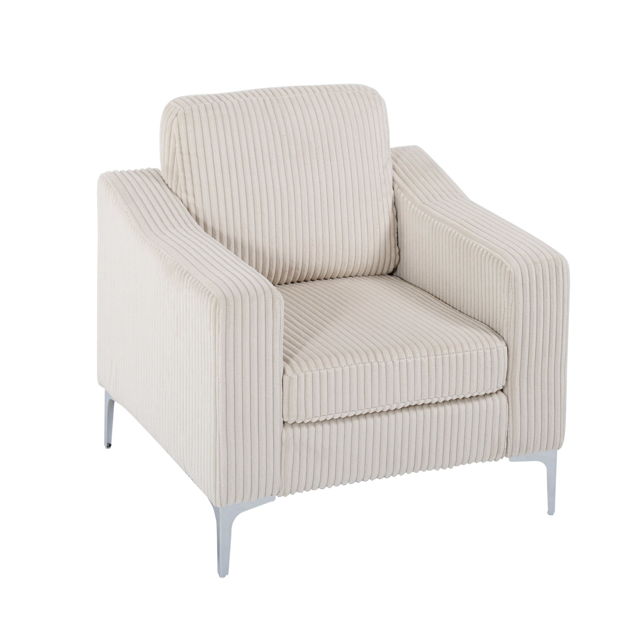 Vinform Accent Chair, Upholstered Armchair for Livingroom, Corduroy, Beige