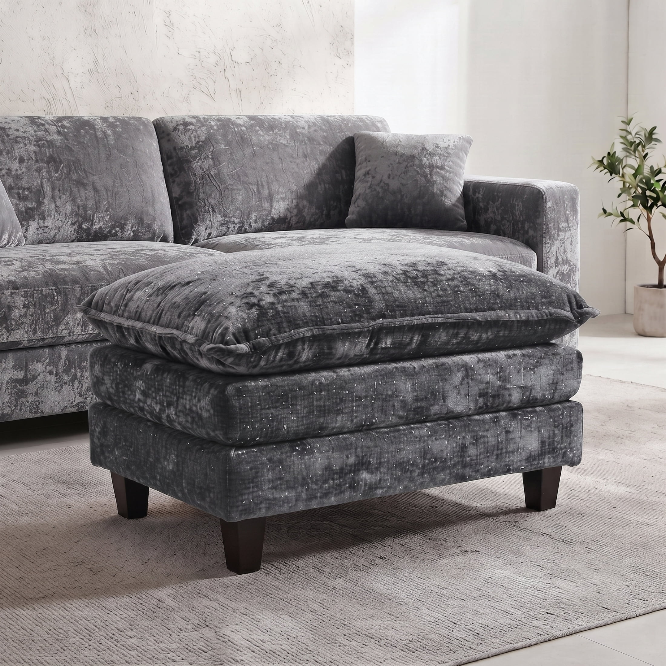 Vinform Ottoman Footstool with Thick Cushion for Sofa & Accent Chair, Dark Gray