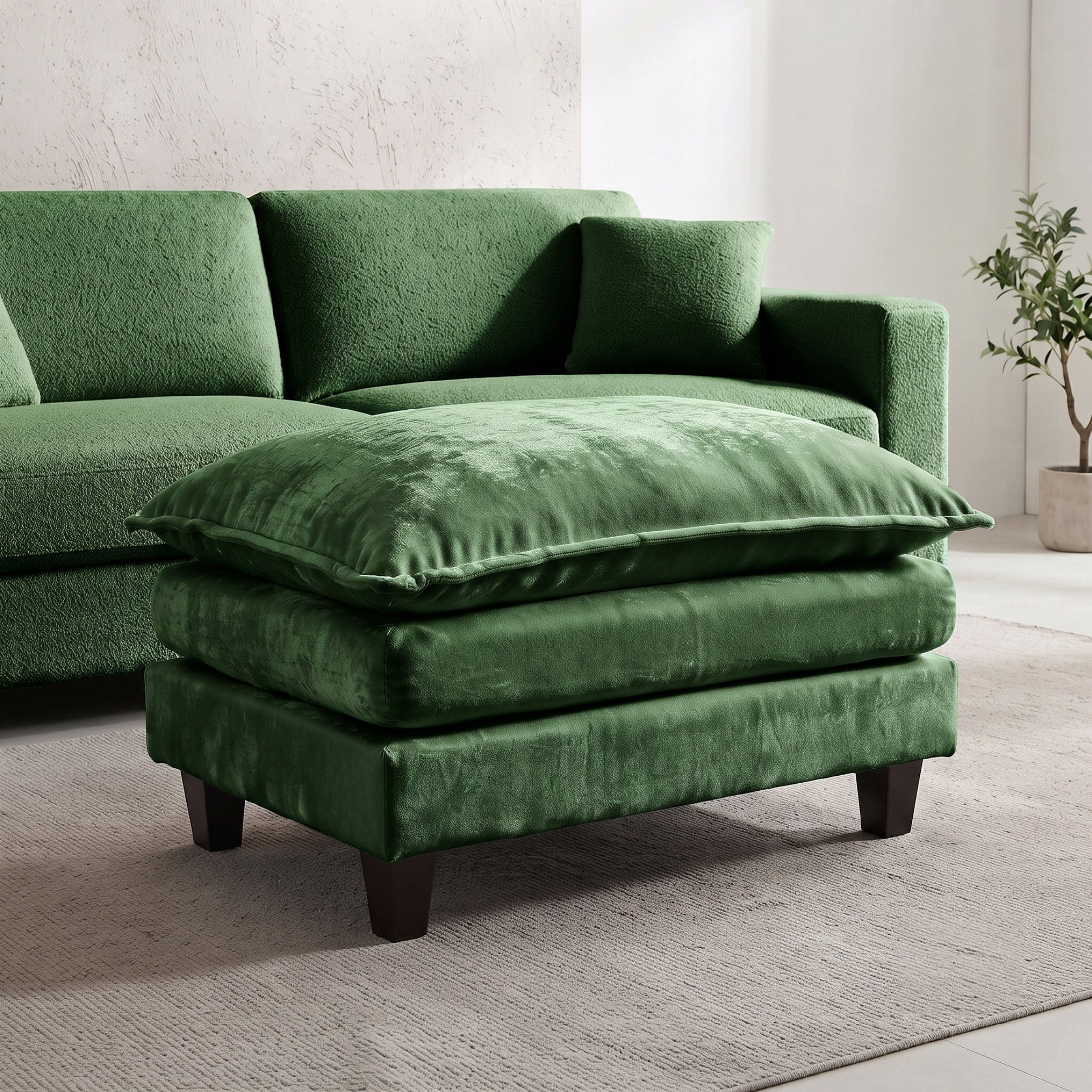 Vinform Ottoman Footstool with Thick Cushion for Sofa & Accent Chair, Gray
