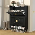 thumbnail image 1 of Vinform Shoe Storage Cabinet for Entryway Slim, Shoe Cabinet with 2 Flip Drawers, Ultra Thin Shoe Organizer Cabinet Wood for Hallway (Black), 1 of 8