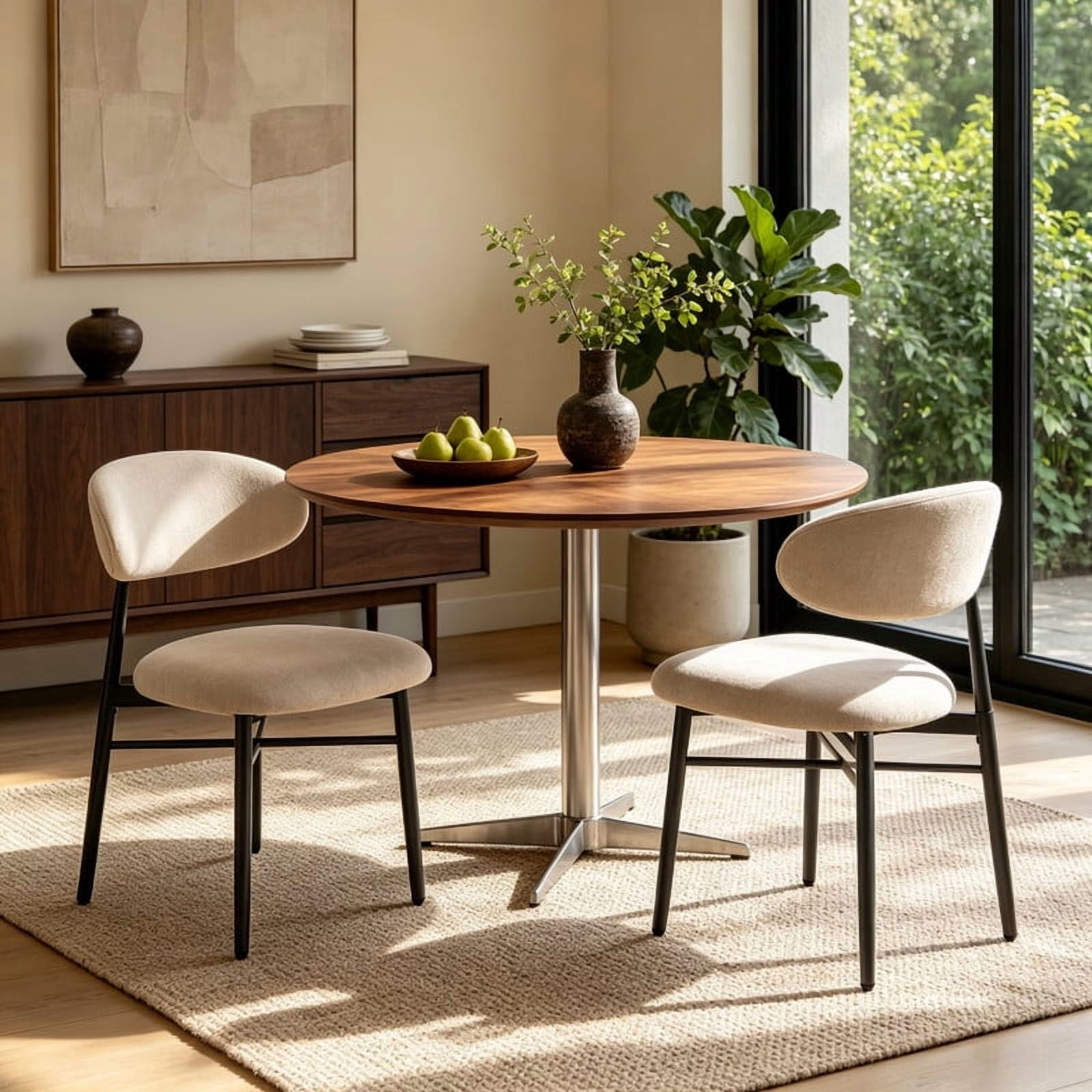 Vinform Upholstered Dining Chairs Set of 2, Fabric Metal Chair for Dining Room, Camel