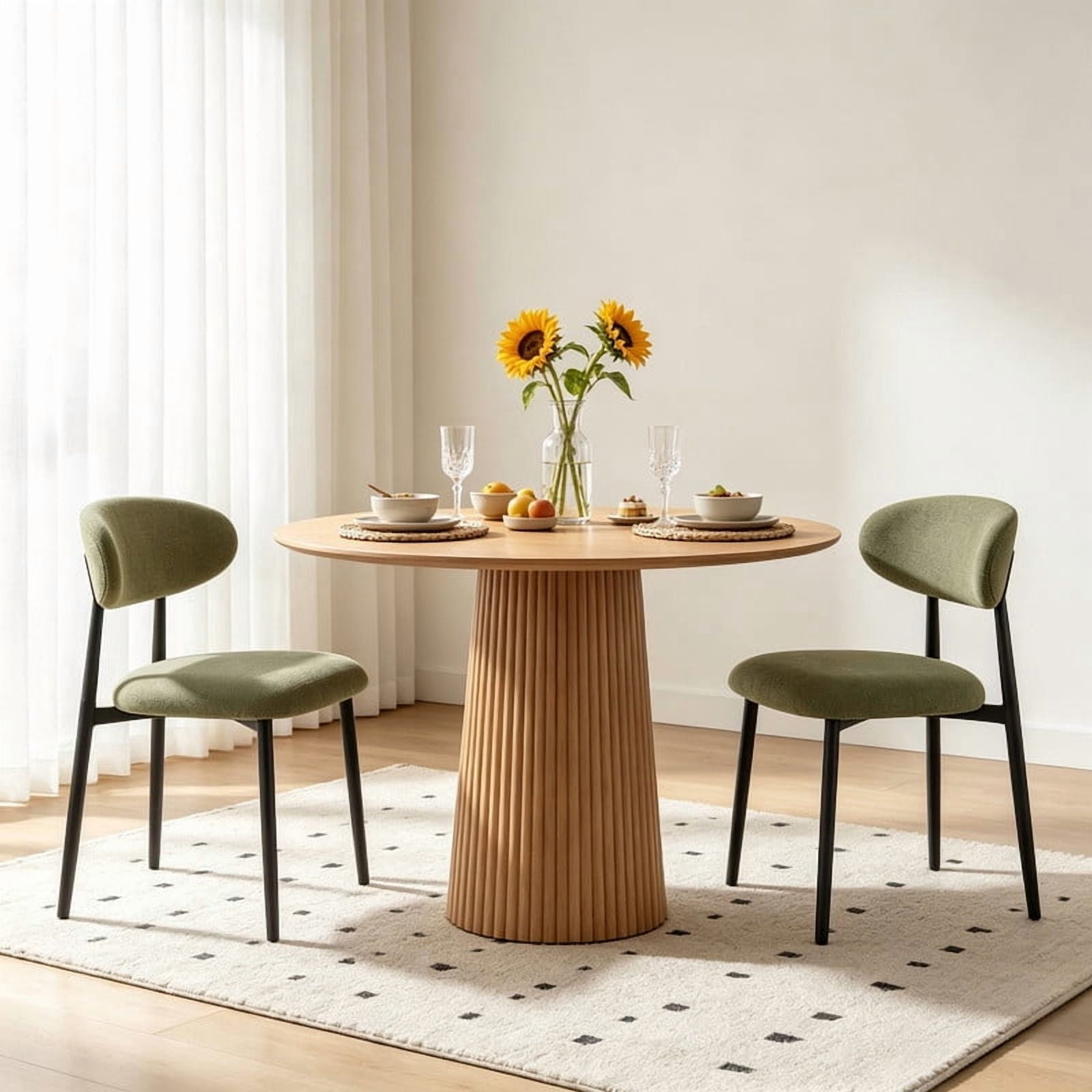 Vinform Upholstered Dining Chairs Set of 2, Fabric Metal Chair for Dining Room, Green