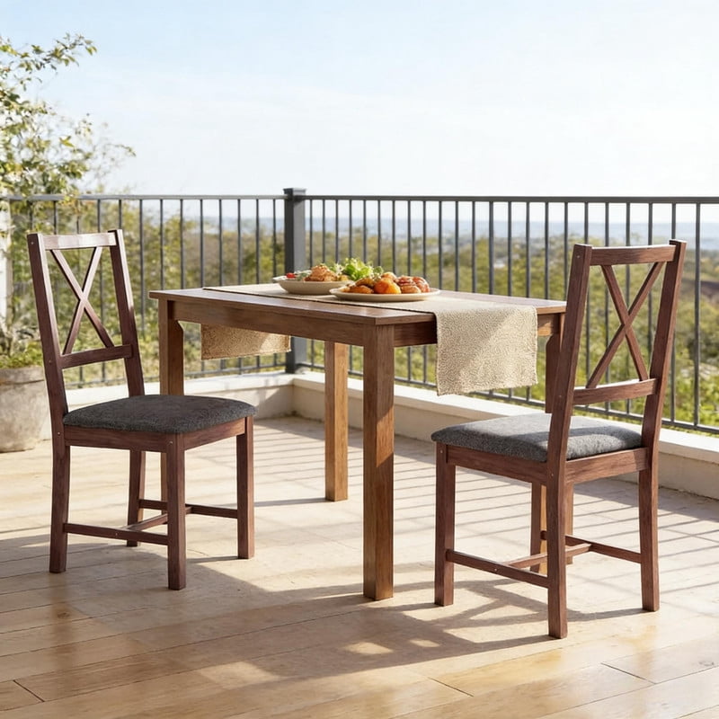 Vinform Upholstered Dining Chairs Set of 2, Wooden Modern Dining Chairs, Brown