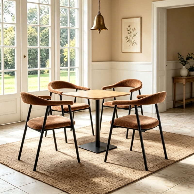 Vinform Upholstered Dining Chairs Set of 4, Fabric Dining Room Chairs, Caramel