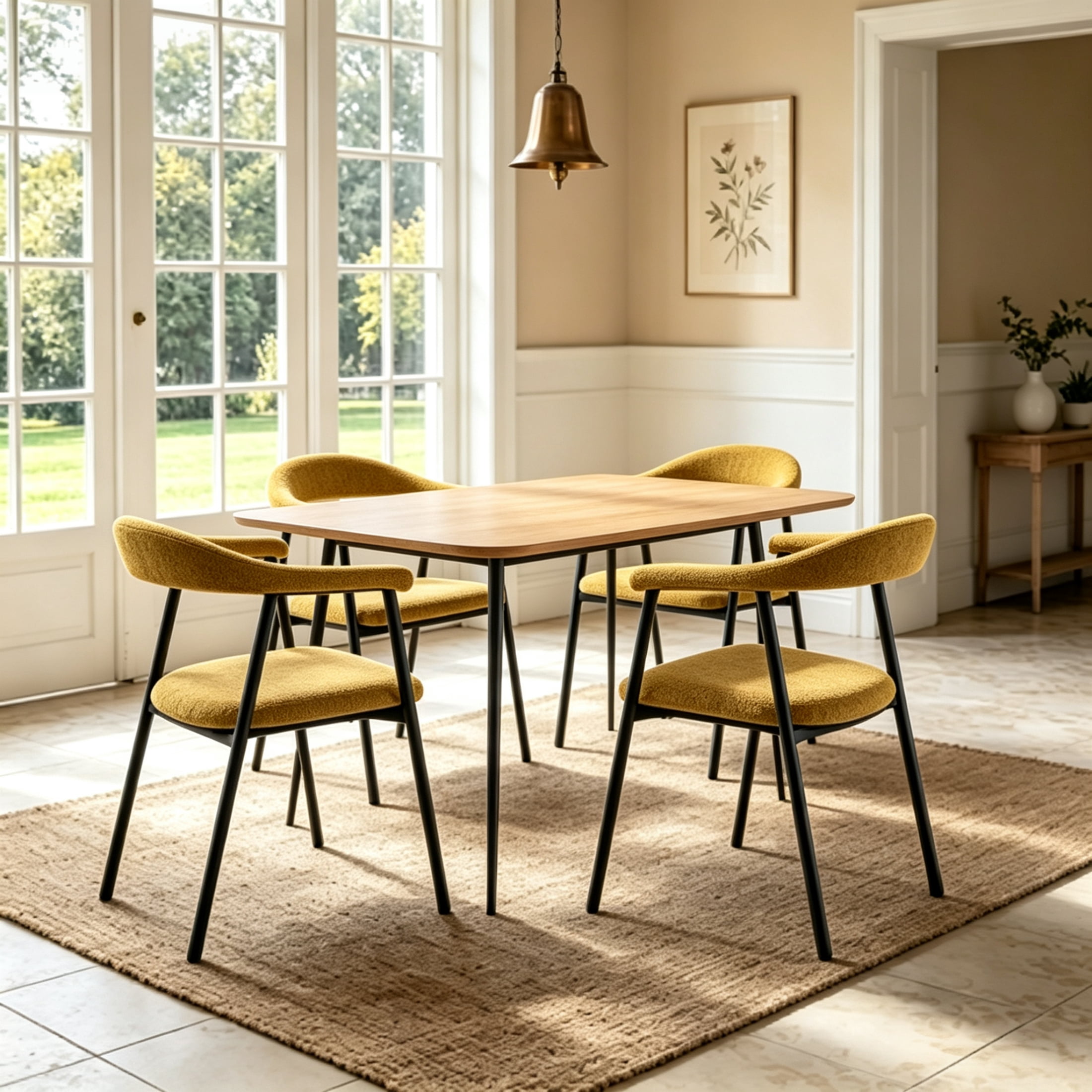 Vinform Upholstered Dining Chairs Set of 4, Fabric Dining Room Chairs, Light Khaki