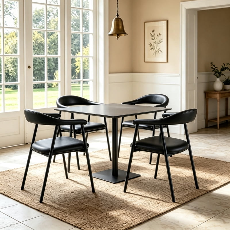 Vinform Upholstered Dining Chairs Set of 4, PU Leather Dining Room Chairs, Black