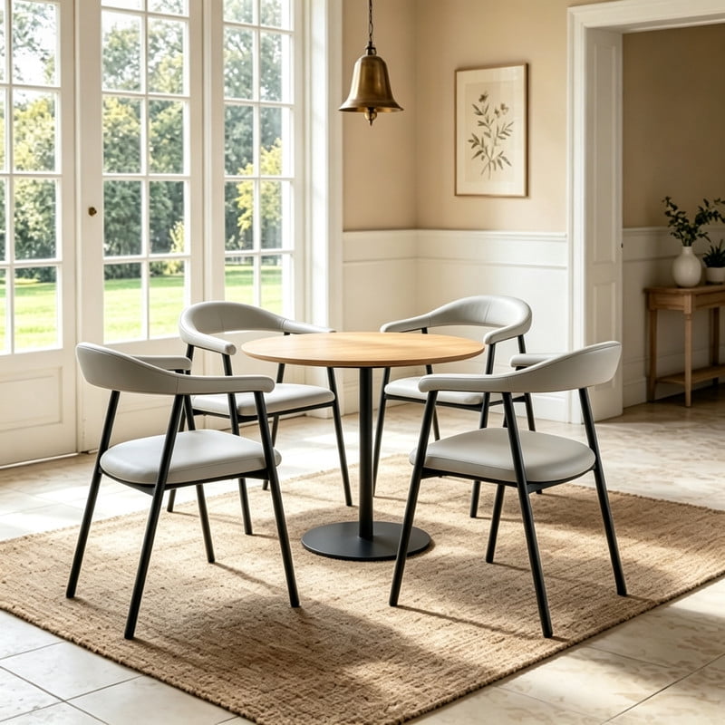 Vinform Upholstered Dining Chairs Set of 4, PU Leather Dining Room Chairs, Light Gray