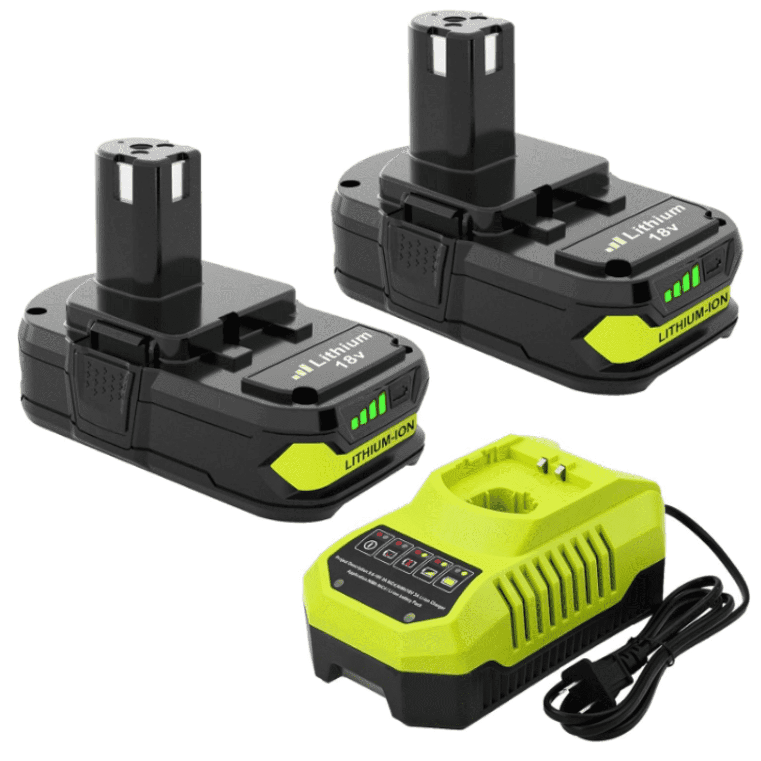 Vinida P102 18V Cordless Power Tool Charger with 2 X 36Ah Batteries for Ryobi ONE+ 18V System