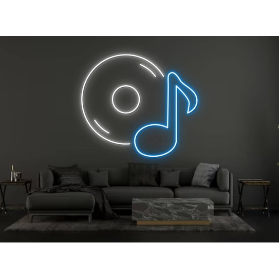 Vinil Record Musical Notes Neon Sign, Musical Notes LED Sign