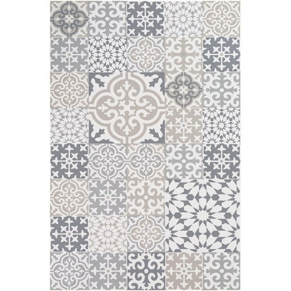Vinilo VNL-2306 2' x 3' Rug in Cream/Medium Gray/Taupe