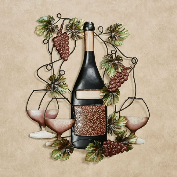 Vining Grapes Port Classique Wine Bottle Metal Wall Art 19Wx22H