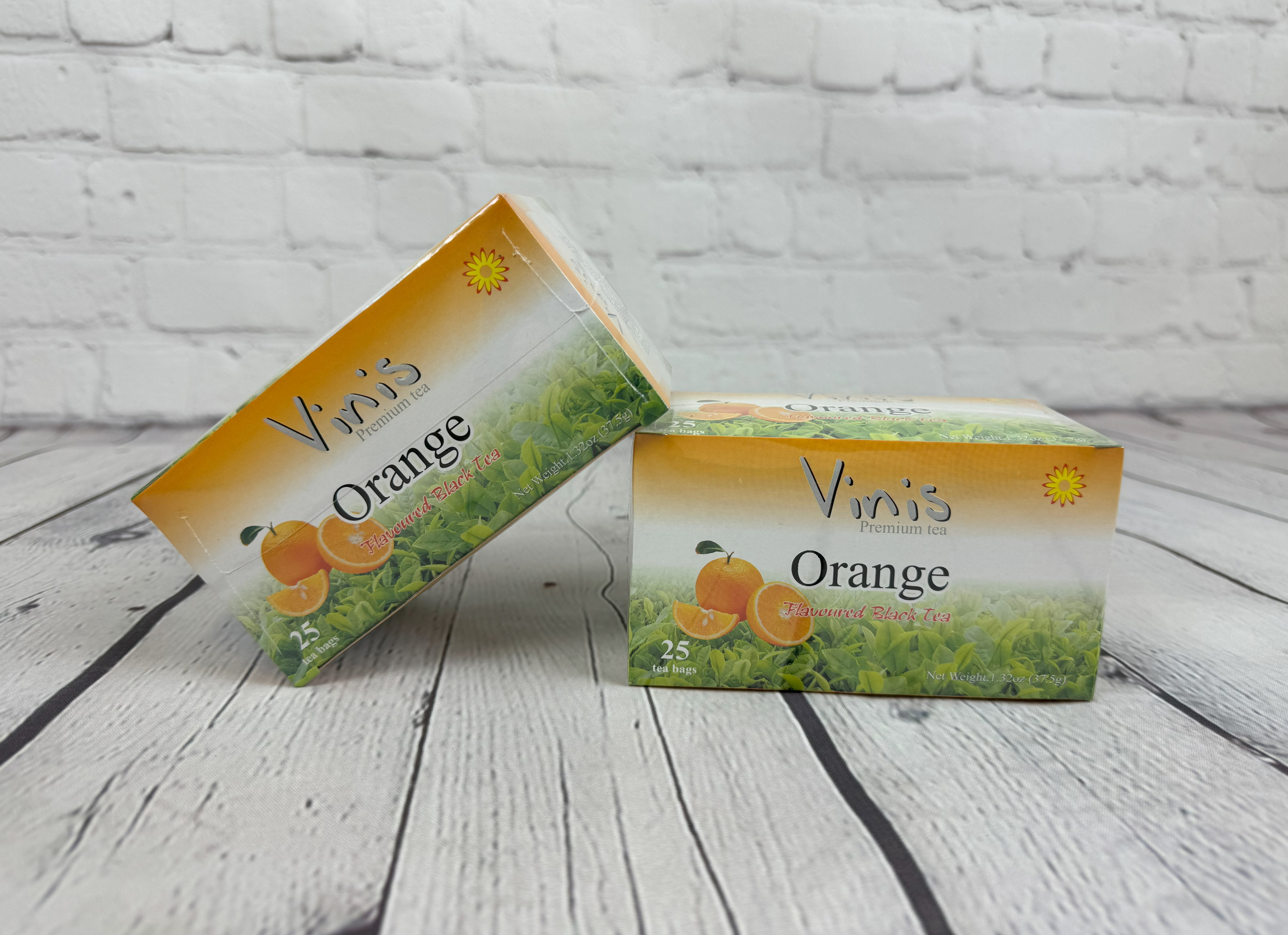Vinis Premium Flavored Black Tea 25 Tea Bags per Box, (Pack of 6) 150 Total Tea Bags (Orange Black Tea)