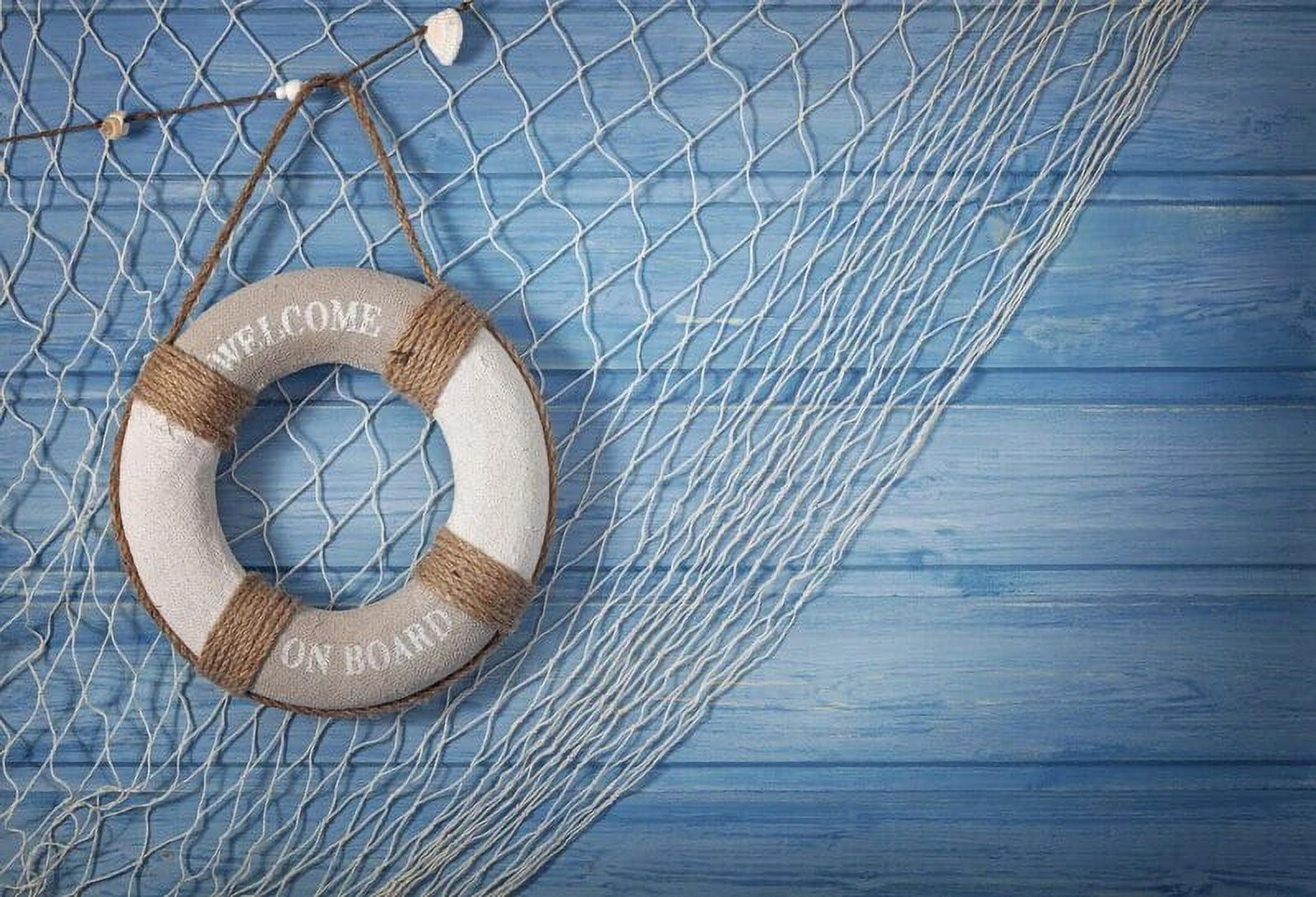 Fish Net Backdrop Vinly Photocall Nautical Theme Baby Shower Bear Lifebuoy Fishing Net ...