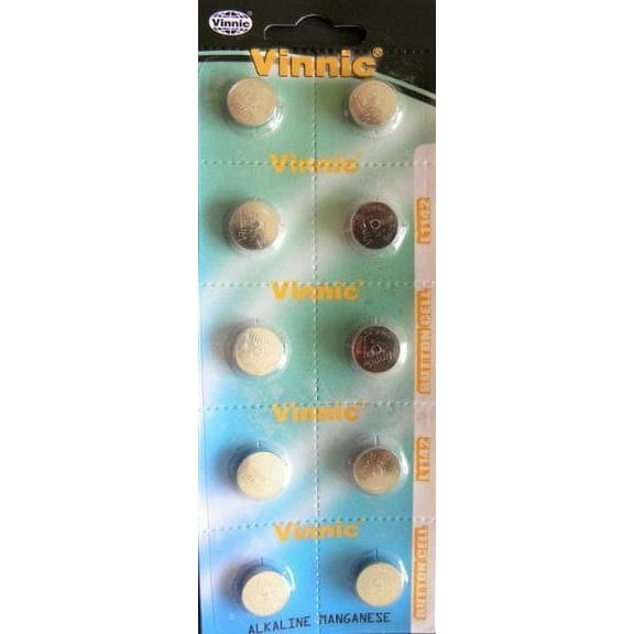 Vinnic Ag12 L1142 Lr43 186 V12Ga Rw84 D186 Alkaline Battery (10 Pack) Used In Watches, Calculators