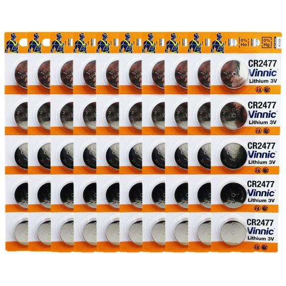 Vinnic CR2477 3V Lithium Cell 50 Batteries EXP. 2028