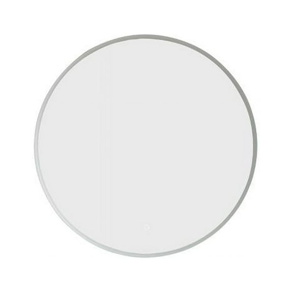 Vinnova 24 in. Modern & Contemporary Frameless Lighted Round Bathroom Mirror, Silver