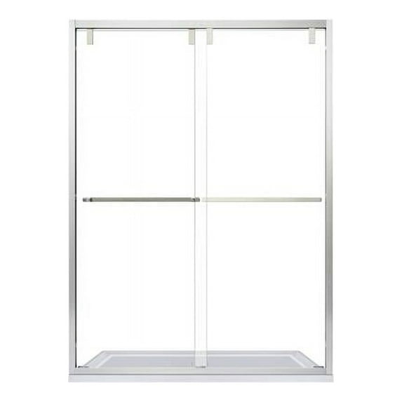 Vinnova 307048-BP-BN 48 x 76 in. Brescia Double Sliding Framed Shower Door, Brushed Nickel